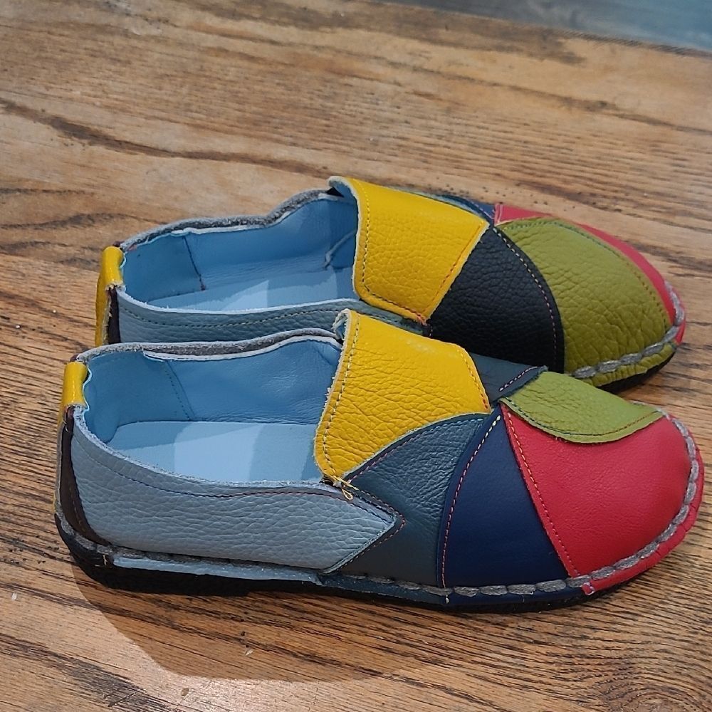 Colorful Patchwork Leather Loafers - image 3